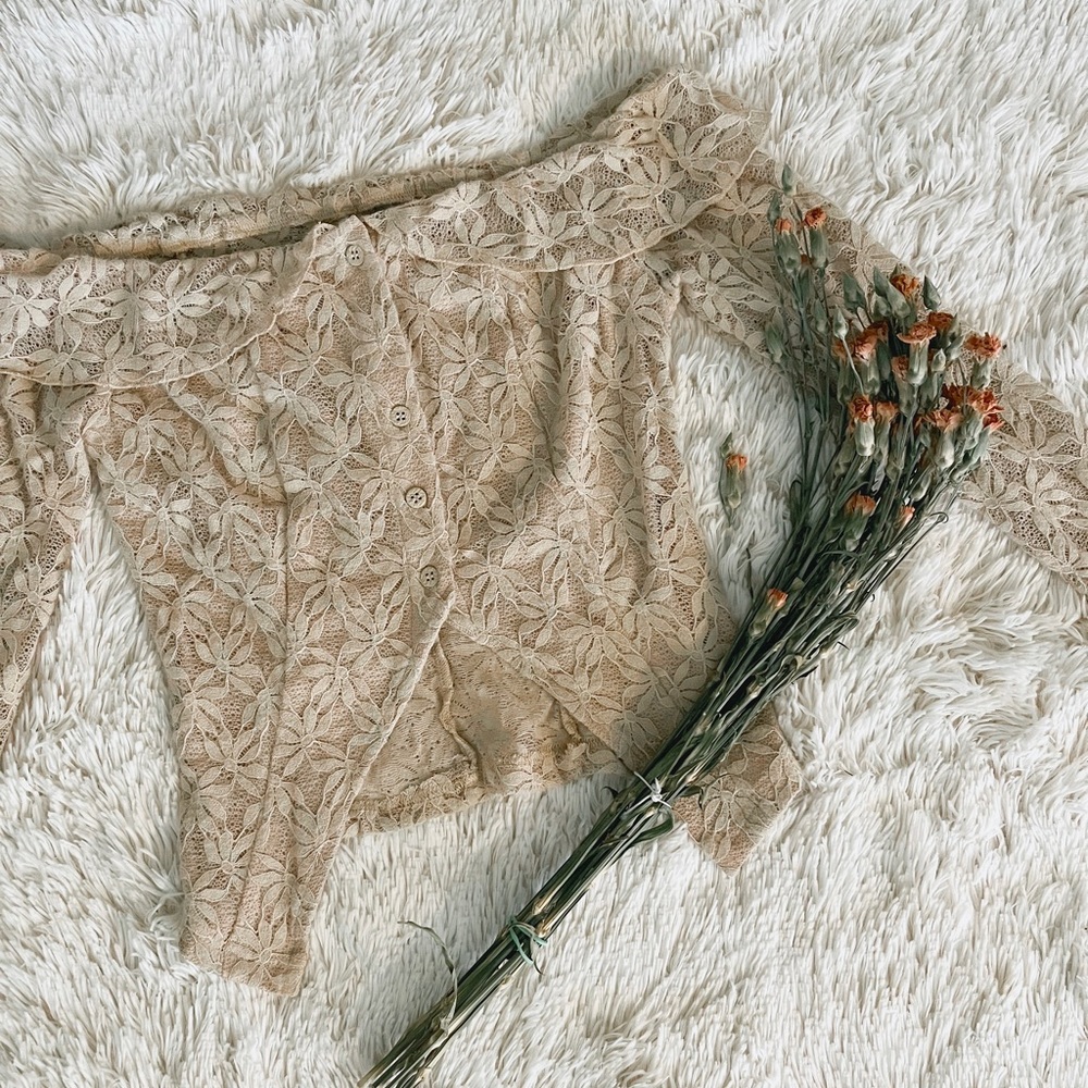 • Cider • Romantic Lace Boho Off-Shoulder Top •